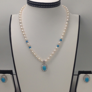 White cz;turquoise pendent set with oval p