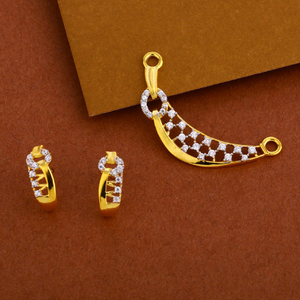 22kt Gold cz Gorgeous Mangalsutra Pendant Set