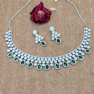 Designer Necklace Set With Green Stone