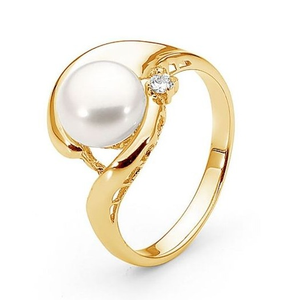 Gold plated with white pearl ring
