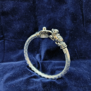 Silver Nandi Design Kada For Men