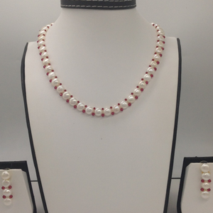 White Pearls and Red Crystals 1 Lines Neckl