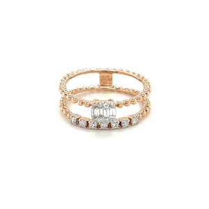 Dual Band Diamond Ring with Baguettes for Wom