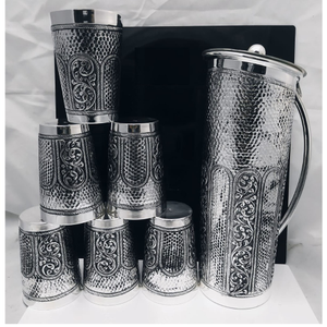 925 Pure Silver Stylish Antique Jug and Glass