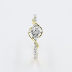 14Kt Yellow Gold Contemporary Line Diamond Ri