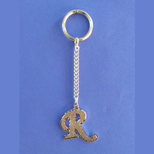 Silver r initial letter alphabet keychain