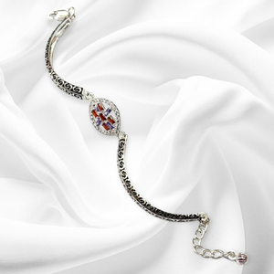 925 silver antique pink studded bracelet