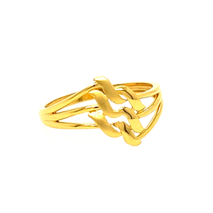 22k Gold Plain Layers Ring