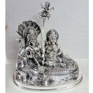 925 pure silver idol of lakshmi vishnu on she