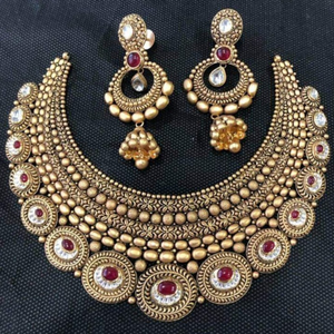 916 gold antique with ruby stone bridal neckl