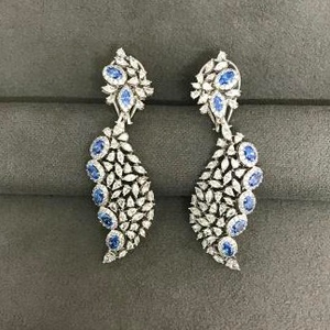 Spectacular Long Earring With 9KT Swarovski
