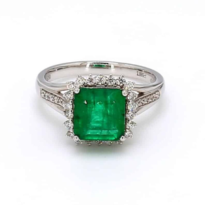 18K Emerald Ring Octagon 2.09 Cts