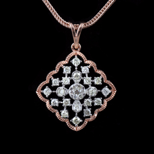 18kt rose gold designer diamond pendant 