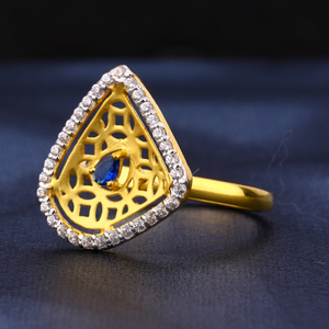 916 Gold CZ Diamond Classic Women's Ring LR45