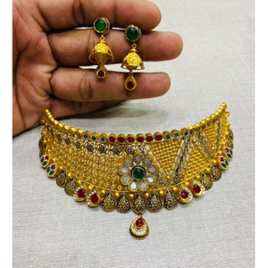 Gold choker bridal necklace set 