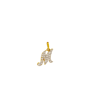 Delicate M Alphabet 22kt Gold Pendant