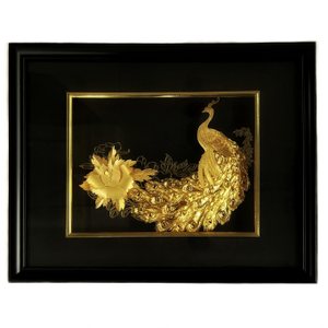 24k Gold Foil Beautiful Peony Peacock MGA-AGE