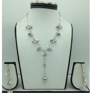 Freshwater white and grey pearls silver cha