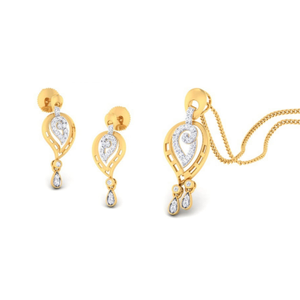 22k gold cz drop filigree pendant set