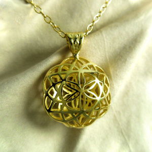 18 Kt Real Solid Yellow Gold Seed Of Life Kab