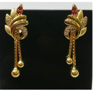 22kt gold cz casting fancy earrings with chai