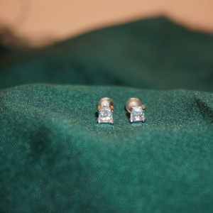 925 Silver Square Diamond Studs