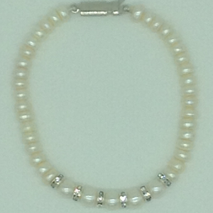 White Flat Pearls With CZ Chakri 1 Layers