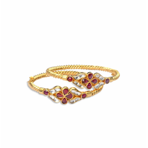 925 silver moissanite & small ruby bangle