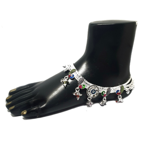 Peacock shaped full bridal set silver anklet 