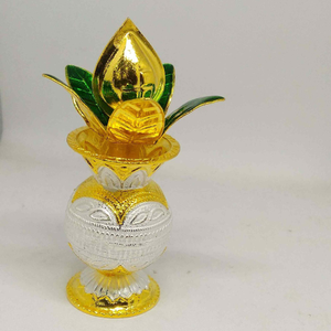 Silver Small Kalash with nariyal and leaves  