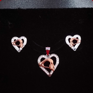 92.5 Silver Heart Shape Pendant Set