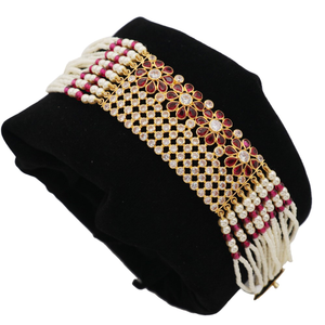 22k Gold Floral Colourful Pearl Bracelet AJB1