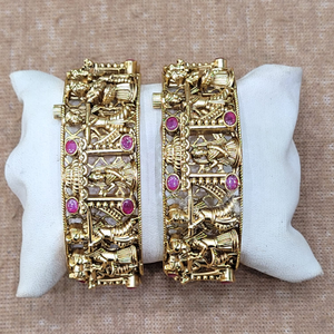 Gold Polished Antique Barat Design Bridal Kad