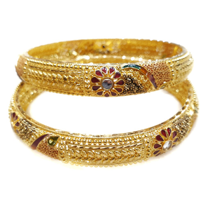 916 Gold Kalkatti Meenakari Flower Shape Kada