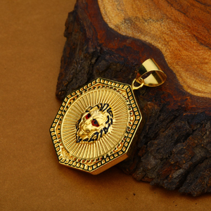 Mens 18K Hollow Lion Gold Pendant-HLP55