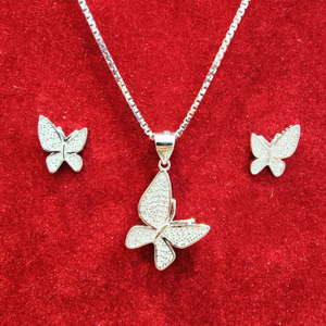 925 silver butterfly chain pendant set