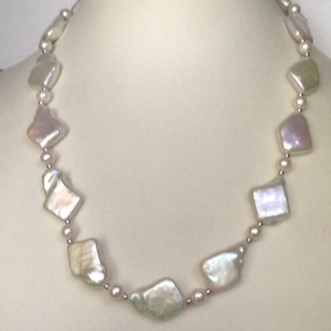 Freshwater White Kite Baroque Pearls Mala JPM