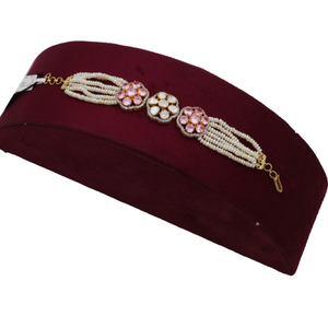 916 Gold Pink Color Stone Bracelet