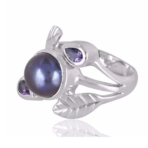 Colour Pearl With Amethyst Gemstone 925 Sterl