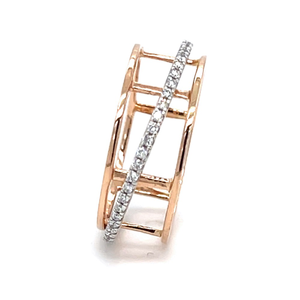 Dancing Single Line band Ring in Rose Gold 0L