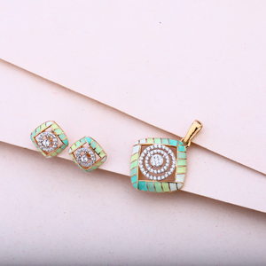 18KT Rose Gold Cz Ladies Pendant Set RPS168