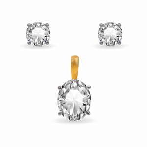 Solitaire 22k gold pendant set