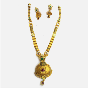 916 Gold Antique Wedding Long Necklace Set RH