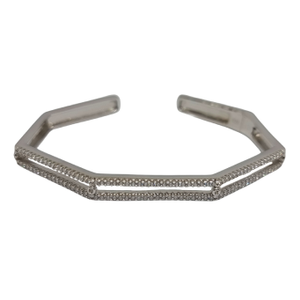 925 Sterling Silver Diamond Lining Bracelet M
