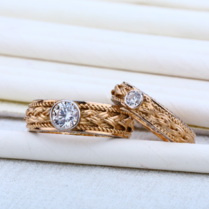 Couple Rose Gold Solitaire 18K Cz RING-RCR05