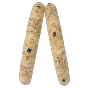 Gold Art Work white with green stone royal ba