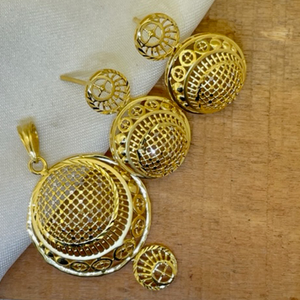22k Gold Plain Turkish Pendant Set