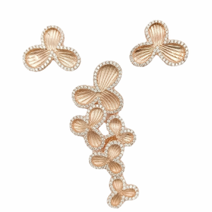 Flower Rose 925 Silver Pendant Set