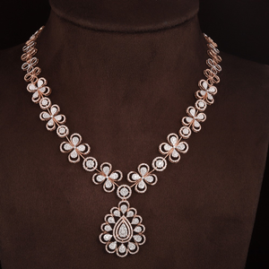 18kt rose gold designer diamond fancy necklac
