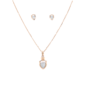 Classy Rose Gold And Diamond Pendant And Earr